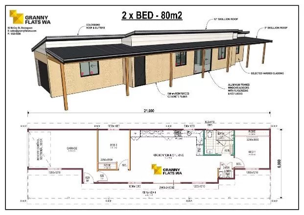 Two-Bedroom Granny Flat Designs & Floor Plans | GFWA